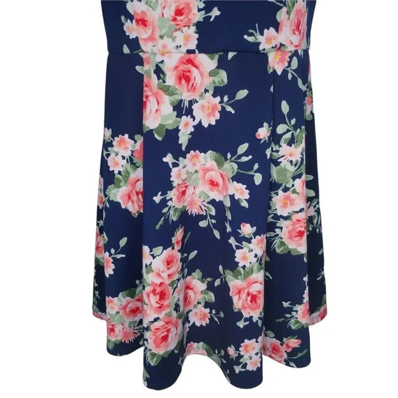 Monteau Floral  Dress Dark Blue M - Picture 3 of 8